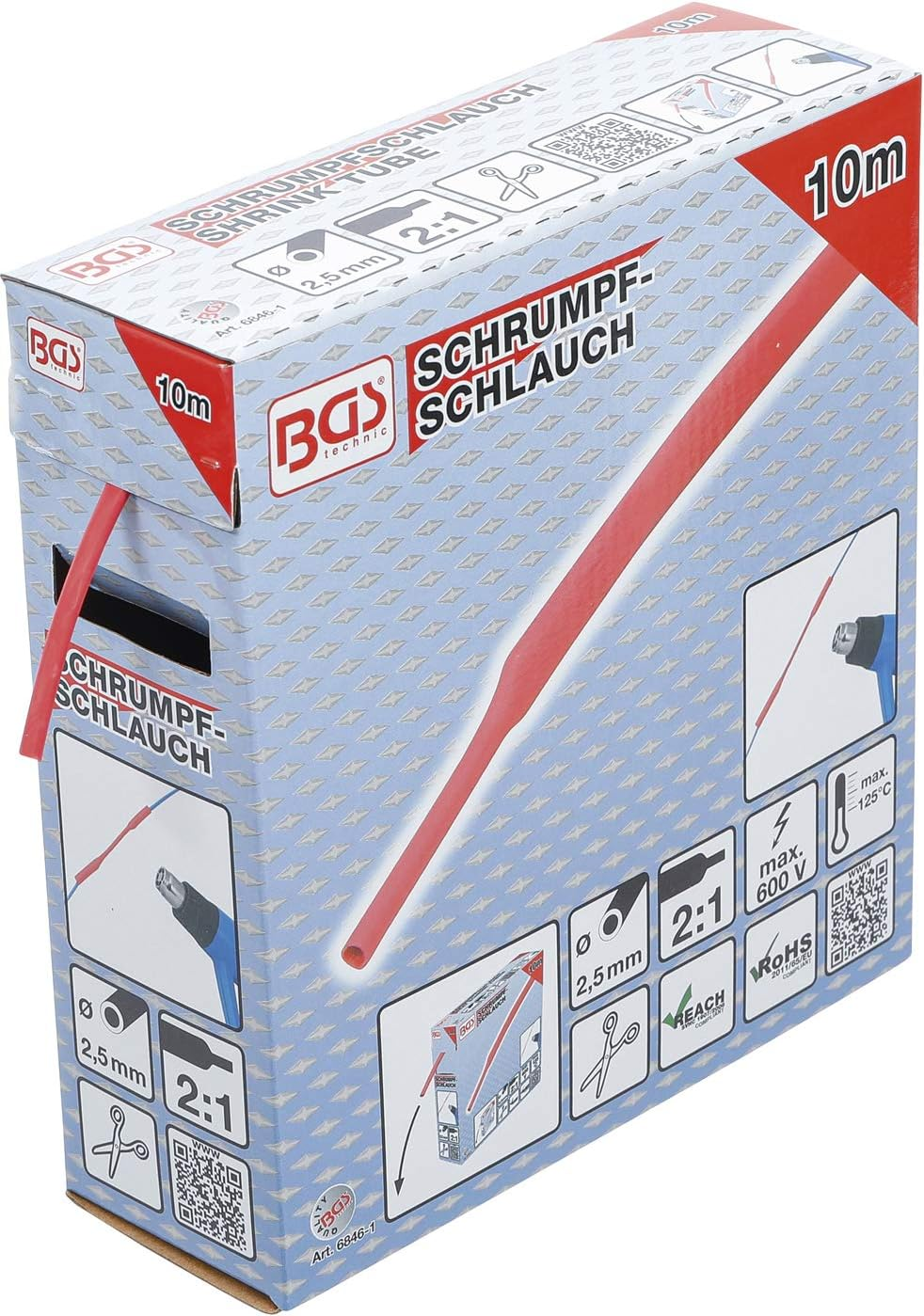 BGS Schrumpfschlauch Rot | &Oslash; 2,5 Mm 6846-1 Heat Shrink Tubing Box Red Diameter 2.5 Mm 10 M image number 6