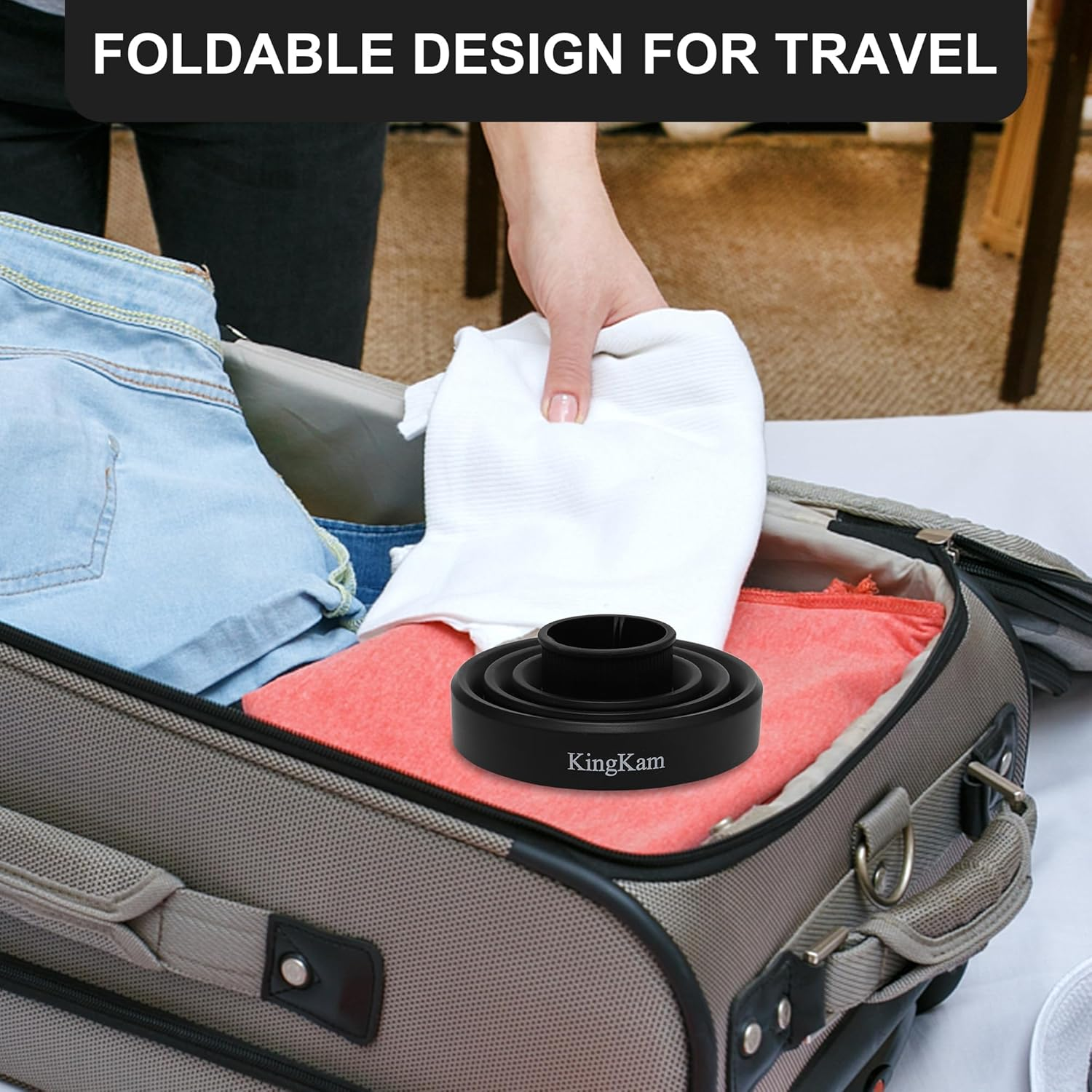 Kingkam Collapsible Hair Dryer Diffuser - Travel and Easy Storage - Diffuser Attachment Fit Most Hair Dryers with Nozzle Diameter D-1.575Inch to 1.968 Inch (4-5Cm) - Black image number 2