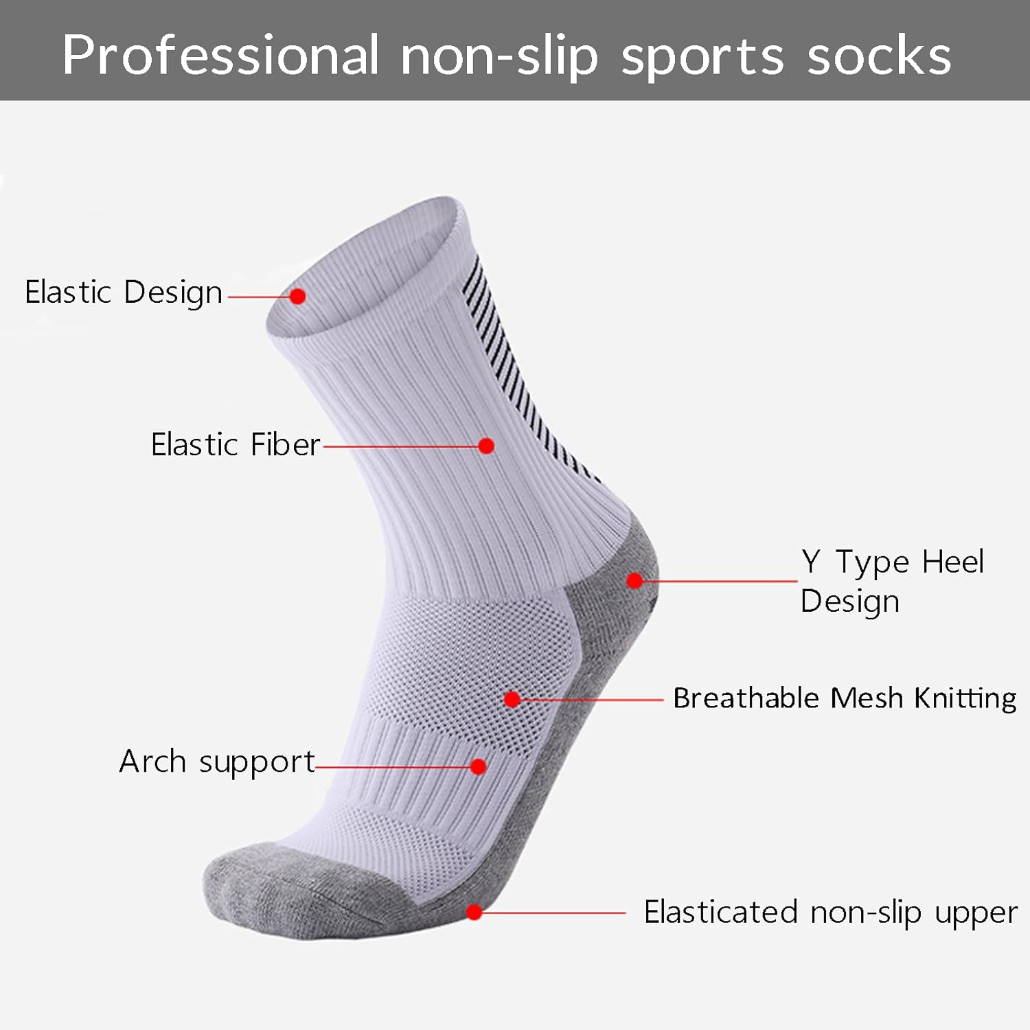 TRADERPLUS 3 Pairs Men'S Soccer Socks anti Slip, Grip Socks Soccer Non Slip Socks Training Athletic Socks image number 2