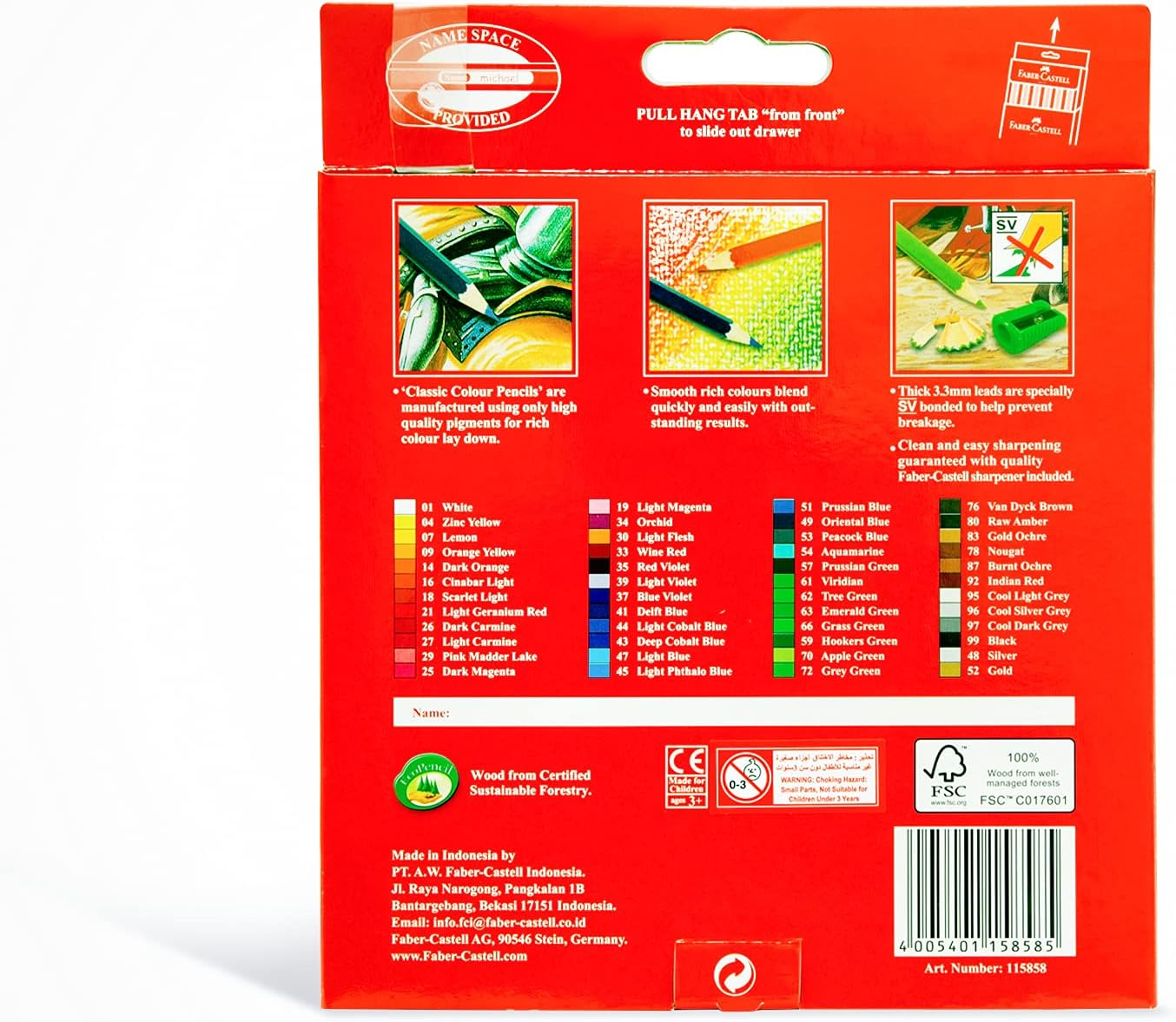 Faber-Castell Vibrant Classic Color Pencils, Assorted &ndash; Pack of 48, (16-115858)