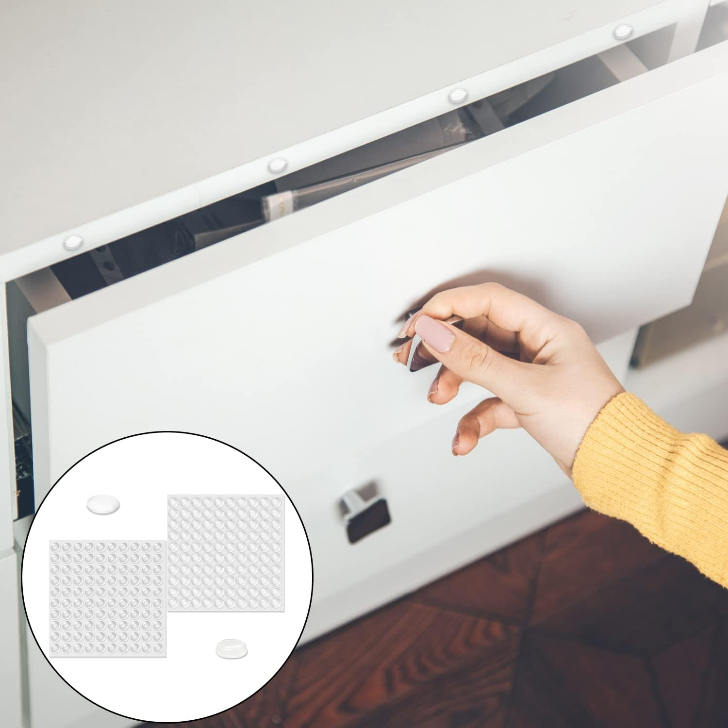 Cabinet Door Bumpers, 200 Pcs Self Adhesive Clear Sound Dampening Rubber Pads for Cabinets Drawer Picture Frame Sound Dampening (8Mm) image number 4