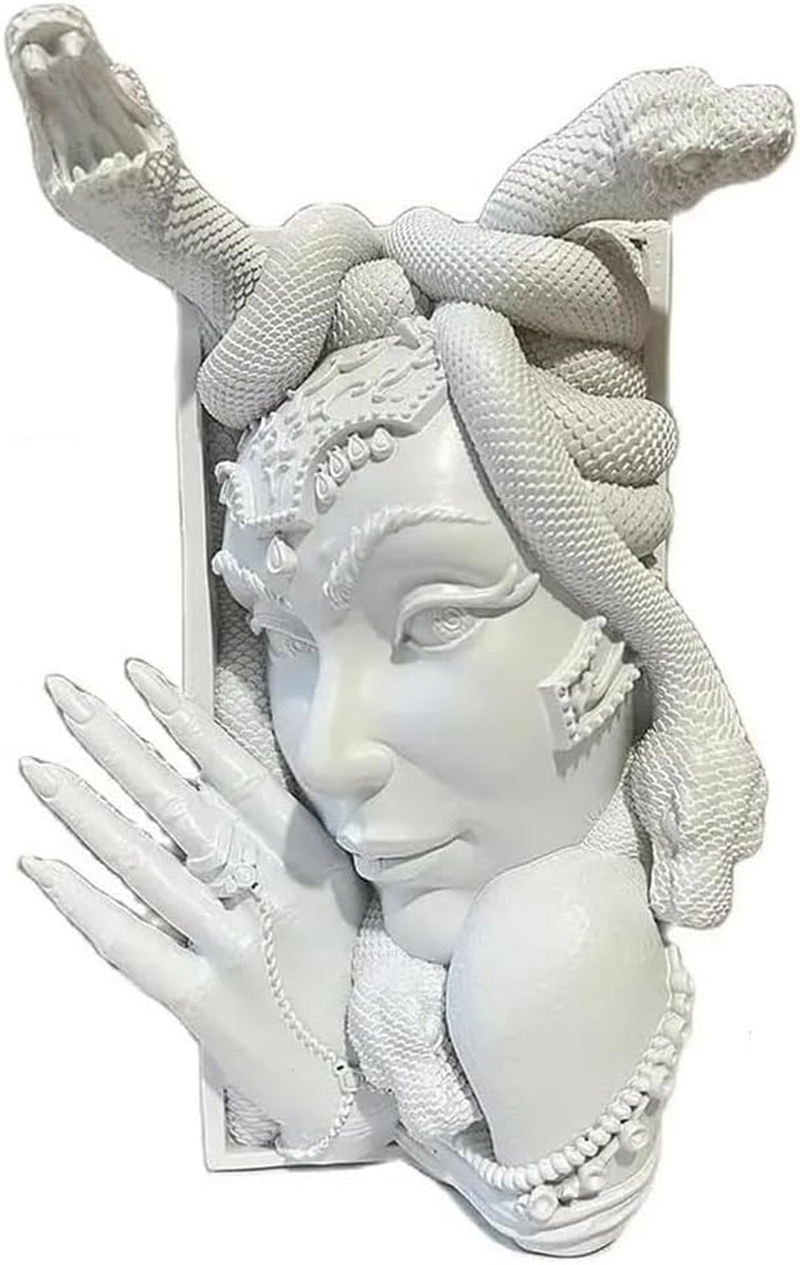 Elqater Decorative Bookends, Snake Women Face Book Ends Heavy Duty Book Stopper for Home Office Desk, Vintage Shelf Decor image number 2