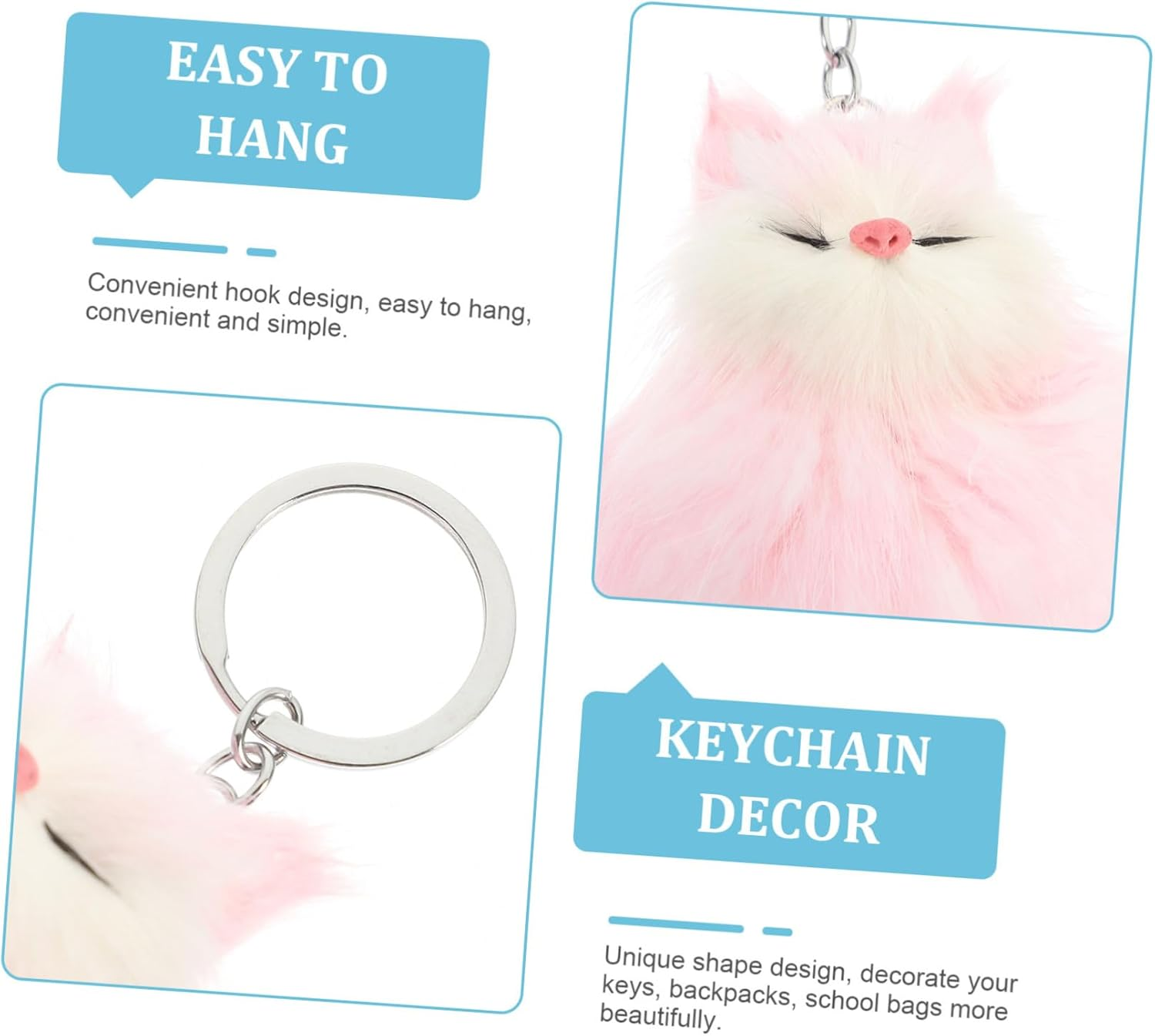 Keychain Charm Plush Fox Keychain Decorative Keyring for Backpack Car Key Ring Craft Adorable image number 5