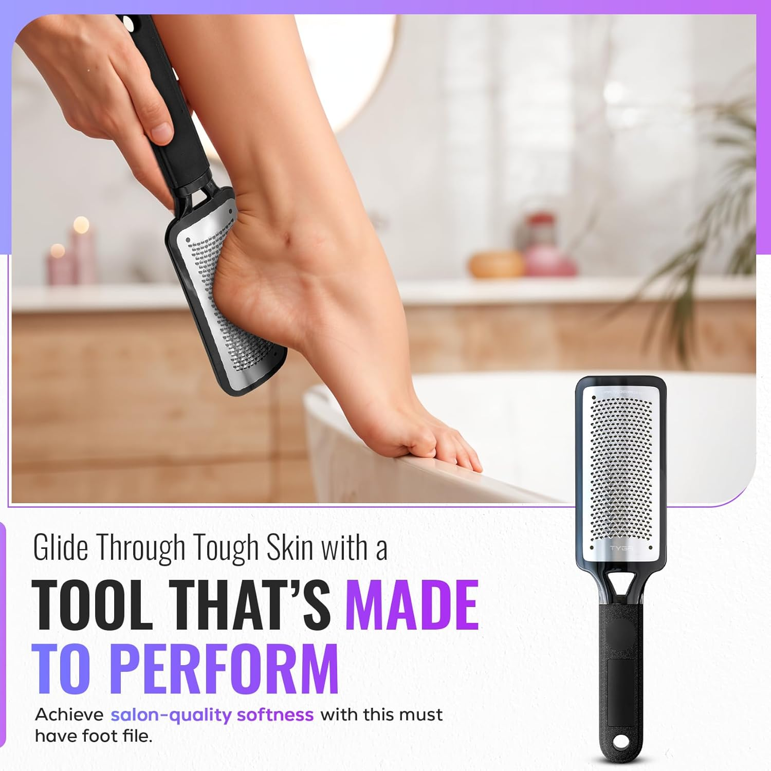 TYGA Foot Rasp Foot File and Callus Remover - Pedicure Tool for Removing Dead Skin, Feet Hard Skin Remover, Foot Scraper, Can Be Used on Both Wet and Dry Feet image number 3