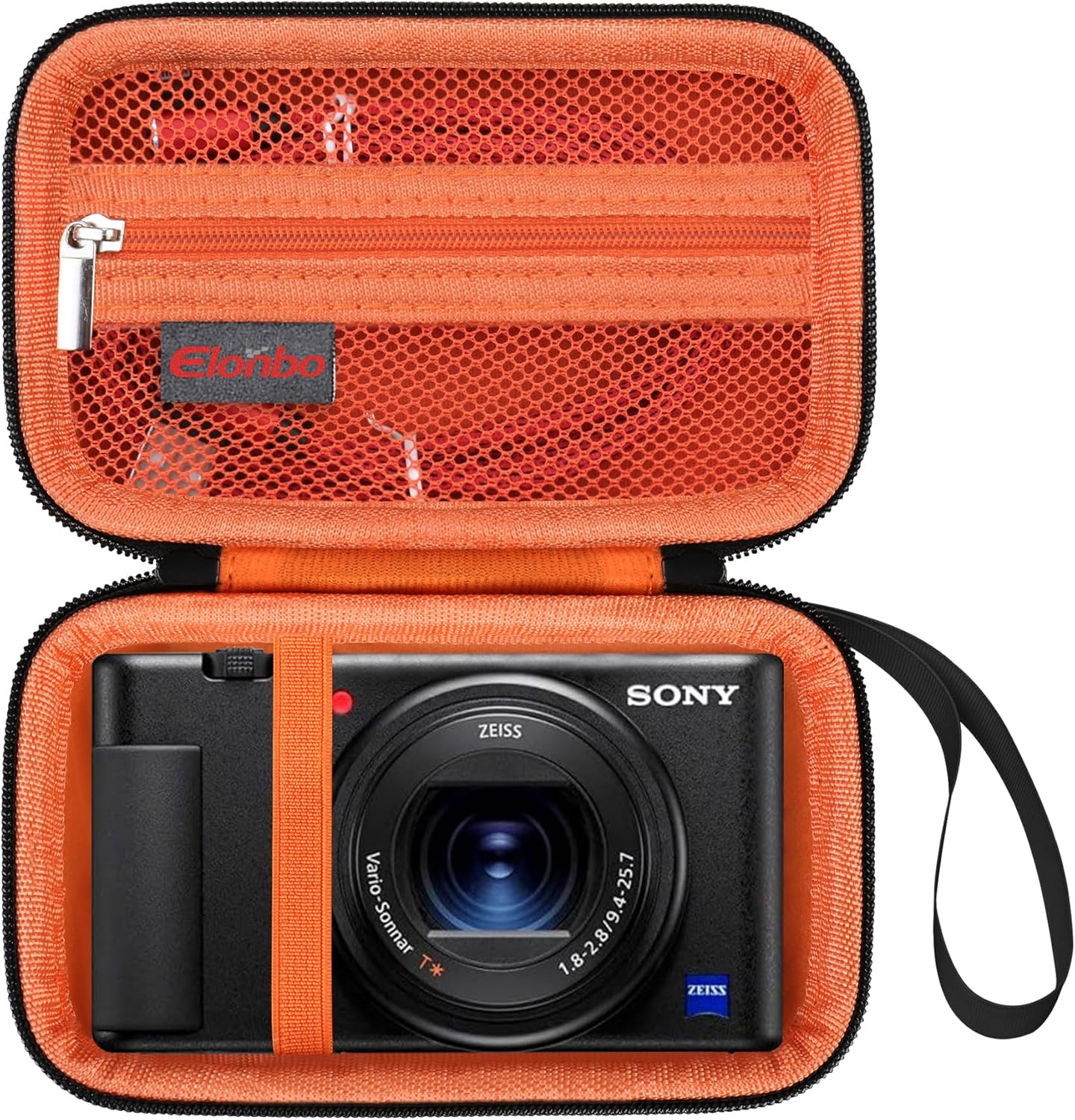 Elonbo Carrying Case for Sony ZV-1F/ ZV-1 II/ZV-1 Vlog Digital Camera for Content Creators, Sony ZV1 Vlogging Camera Hard Travel Bag, Mesh Pocket Fits Battery Card Reader Cable, Black