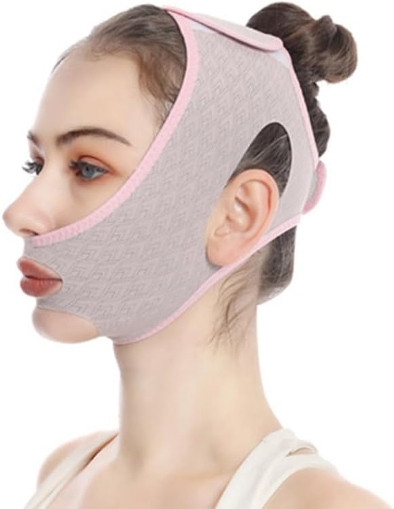 LGLAU Beauty Face Contouring Sleeping Mask Chin Reducer,Reusable V Line Lifting Mask,V Line Shaping Facial Masks,Slimming Face Strap Masks Anti-Aging and Anti-Wrinkle Band,Chin up Mask Face (Pink) image number 6
