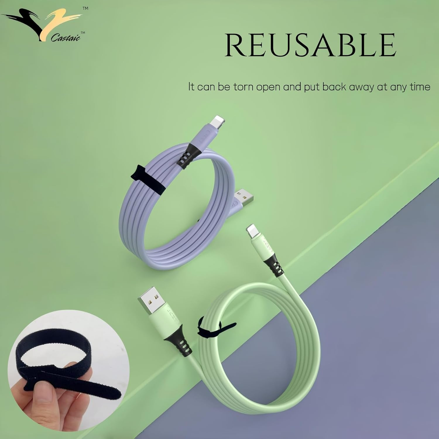 Castaic 100 Pcs Reusable Fastening Cable Ties,Multipurpose, Adjustable Cable Management (T-Black) image number 4