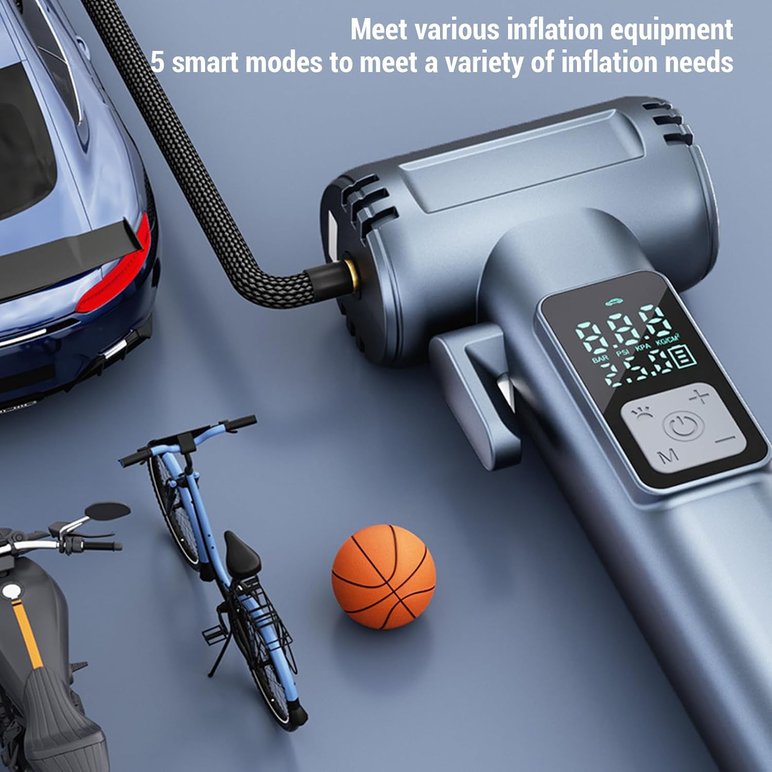 Cordless Tire Inflator Air Compressor, Handheld Air Pump for Cars Motorcycles Bikes Sport Balls, Window Belt Cutter Smart Air Pump for Car Motorcycle Ball Bike image number 4