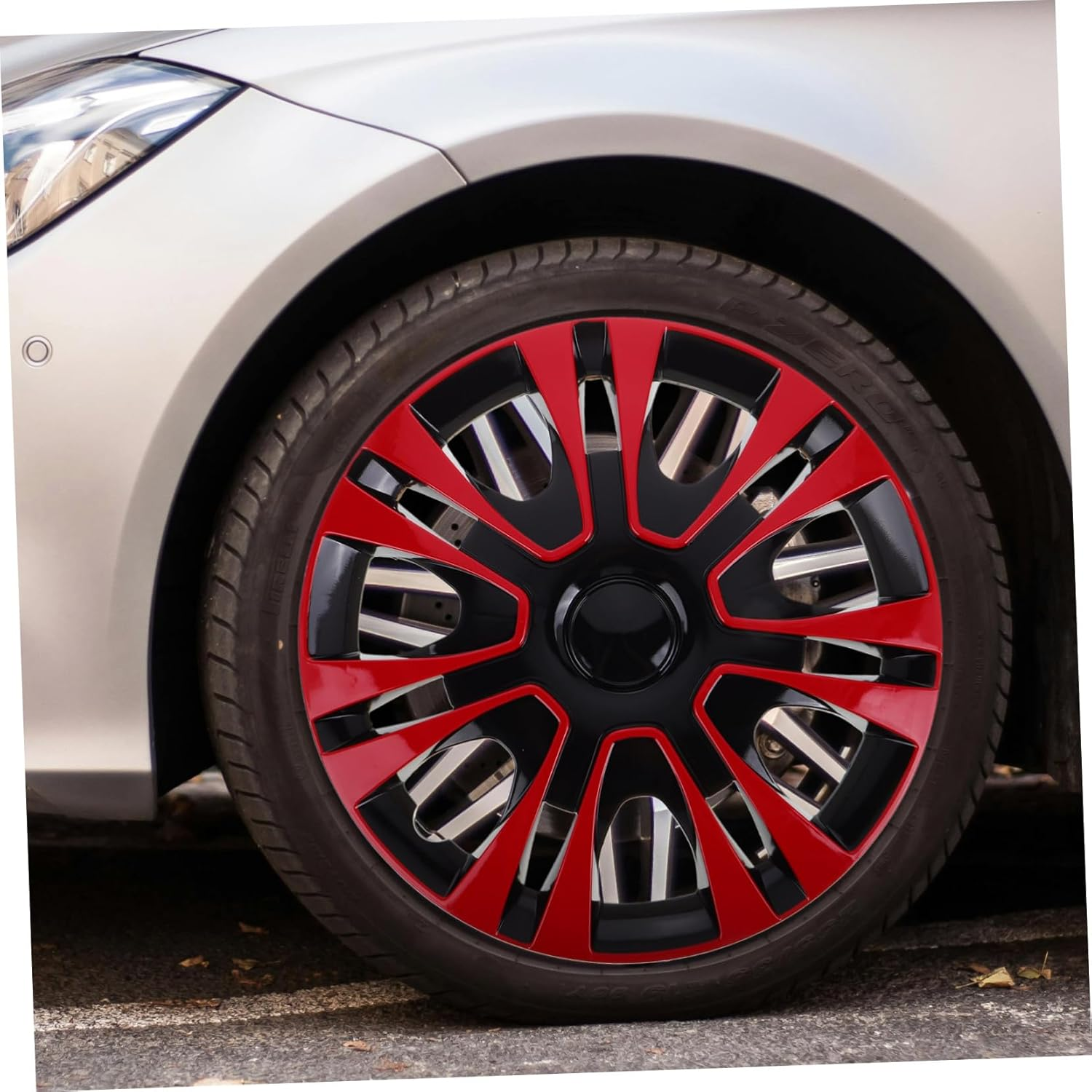 SEWOART 1Piece Wheel Cover Material Easy Installation Fit for Cars Stylish Red Auto Accessories for Enhanced Vehicle Appearance image number 4