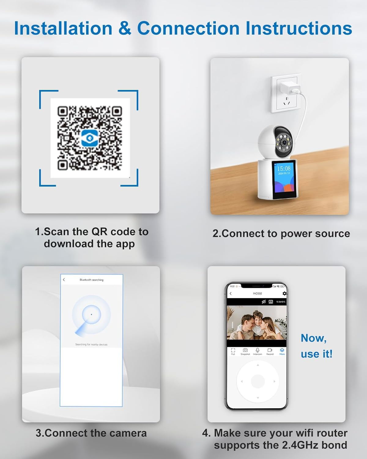 2K Two-Way Video Calling Indoor Camera with 2.8-Inch IPS Screen, One-Button Call, Baby/Elder/Dog/Pet Camera with Phone App, Human/Sound/Crying Detection, Color/Ir Night Vision image number 5