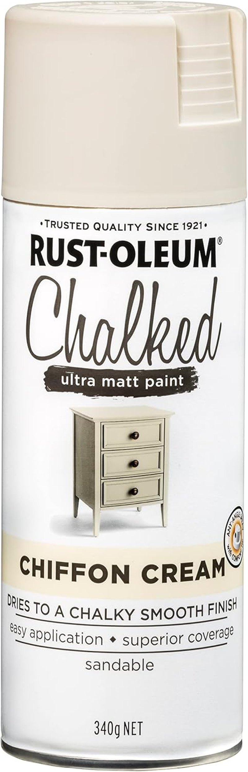 Rust-Oleum Chalked Ultra Matte Spray Paint, Chiffon Cream, 340 G | Velvety Smooth Finish for Furniture, Home D&eacute;cor & DIY Projects