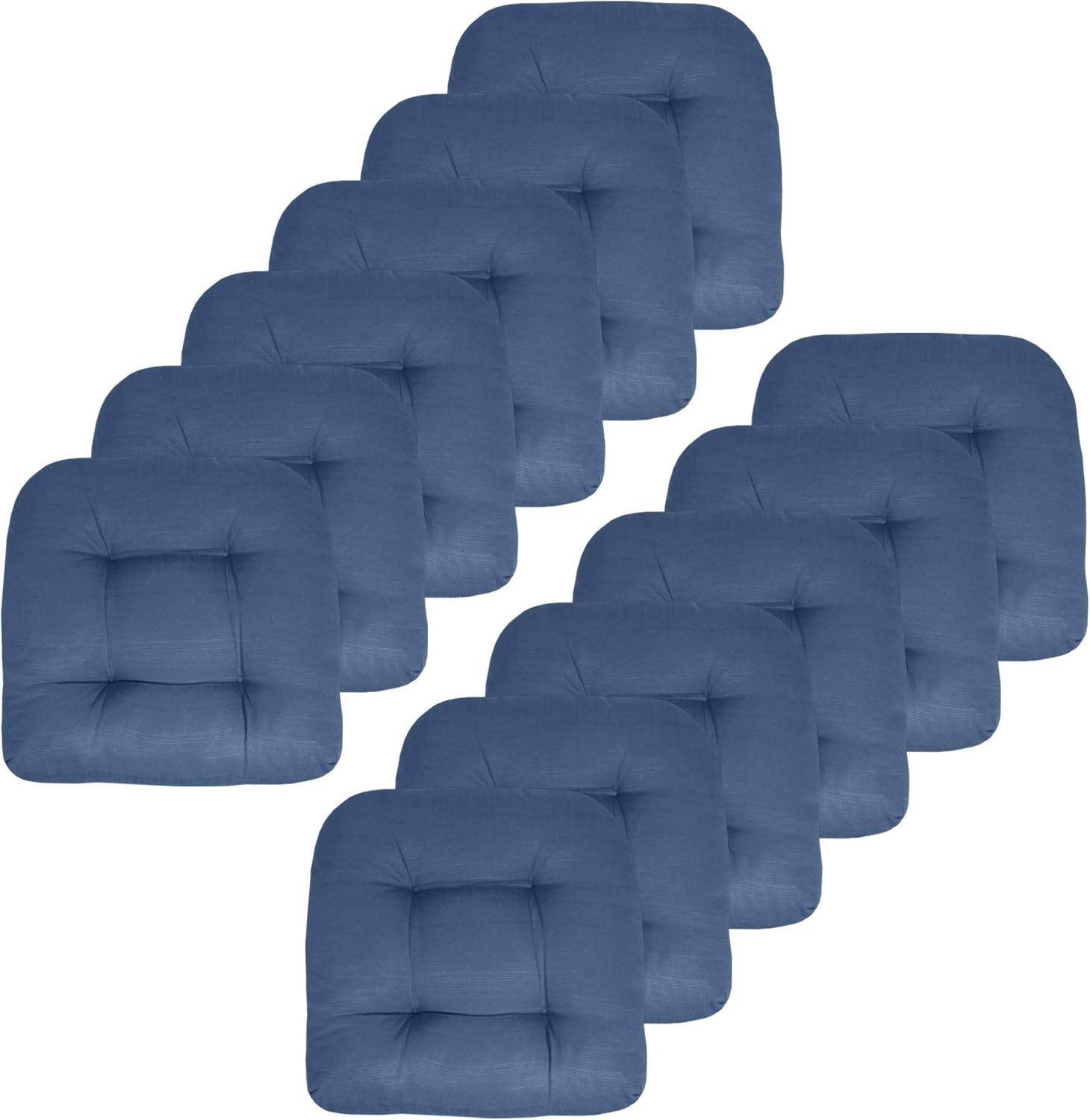 Sweet Home Collection Patio Cushions Outdoor Chair Pads Premium Comfortable Thick Fiber Fill Tufted 21" X 21" Seat Cover, 2 Count (Pack of 1), Cream