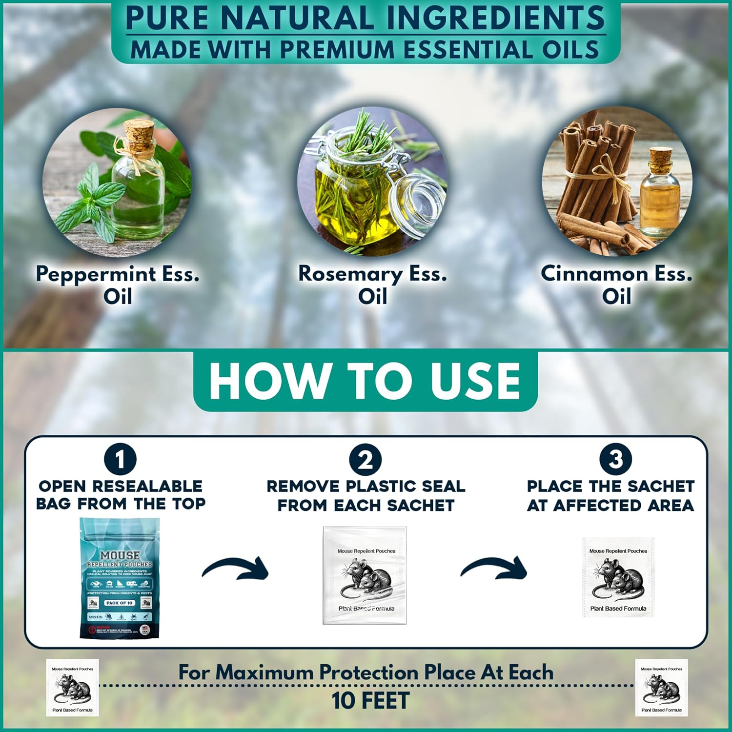 Extra Strong 12Pack Vamoose Mouse Repellent Pouches Botanical Rodent Repellent Indoor Rat Deterrent Outdoor Vamoose Rodent-Repelling Pouches Mice Deterrents for Home Attic/Office/Shed/Barn/Storage/Rv image number 5