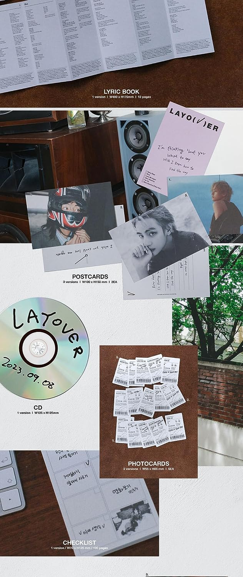 BTS V Layover 1St Solo Album Out Box+Contents+Photobook+Lyric Book+Photocard+Etc+Tracking Sealed Bangtan (Standard Random) - Standard Version.2 image number 2