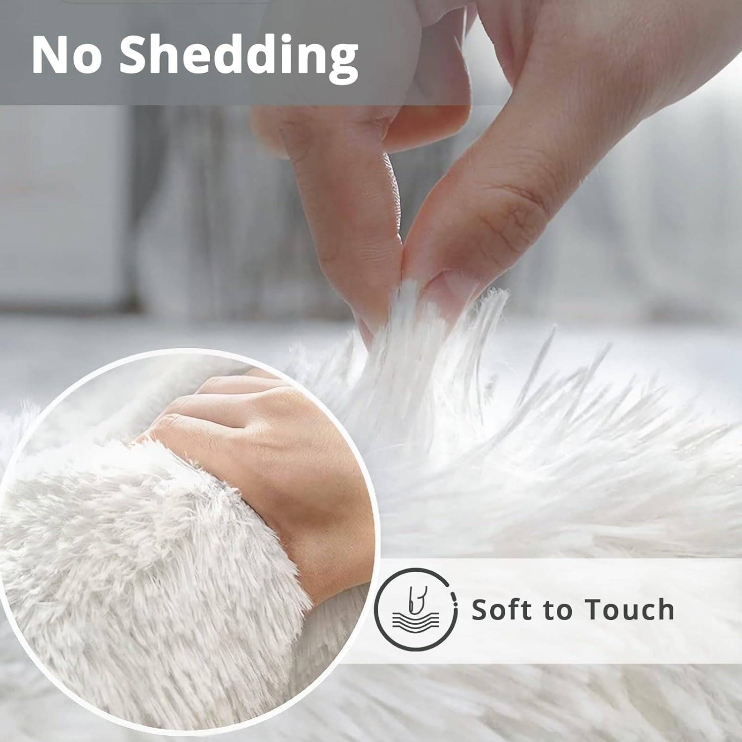 Rugs for Living Room Fluffy Area Rug Shaggy for Bedroom Soft Modern Luxury Fur Carpet for Kids Room Nursery Indoor Plush Furry Rug Comfy Home Decor Floor Mat (White, 60 * 110Cm) image number 4