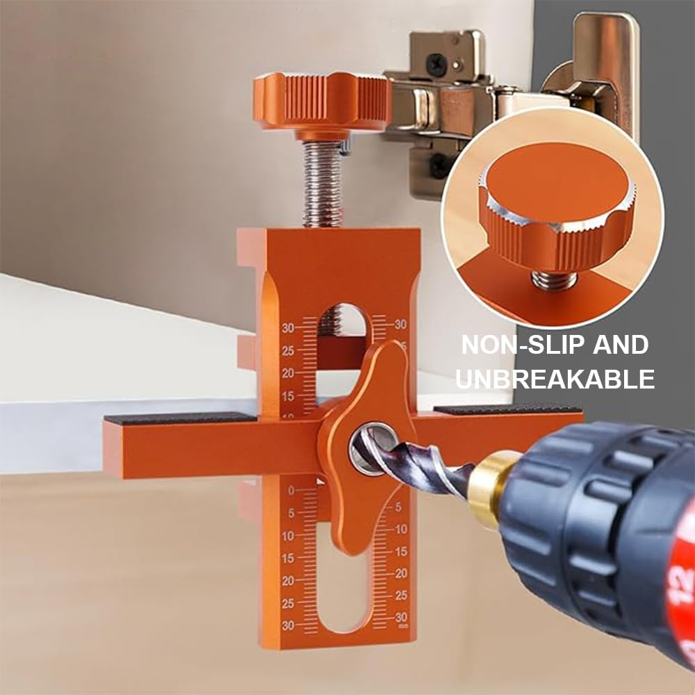HHWRT Cabinet Door Positioning Tool, Cabinet Door Installation Positioner, Versatile Locator Pocket Hole Jig Kit, Adjustable Length Cabinet Aid Positioner, Aluminum Alloy Mounting Hardware image number 2