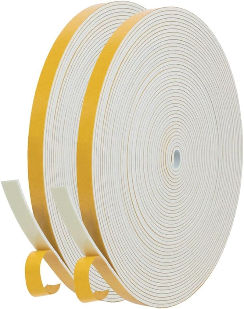 Foam Seal Tape 12Mm(W) X 1.5Mm(T), High Density Adhesive Foam Weather Strip Seal for Window and Door, 1 Rolls Total 10M, Black