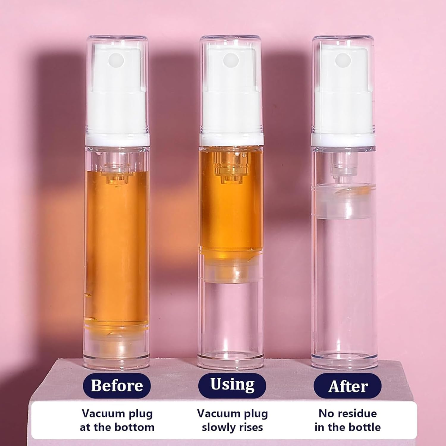 Kzvsiy 5 Pcs 10 Ml Airless Pump Bottles, Refillable Clear Plastic Lotion Containers, Vacuum Press Pump for DIY Foundation, Gel, Essence, Moisturizer-Travel Size Cosmetic Containers image number 1