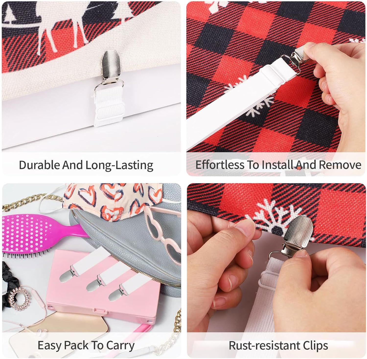 Table Cloth Holder Clips Hidden Strap 6 Pack, Adjustable Elasticity Picnic Tablecloth Clip Indoor Outdoor Large Clamp for Thick Tables Bench Cover Party Restaurant Camping RV Essential Accessories