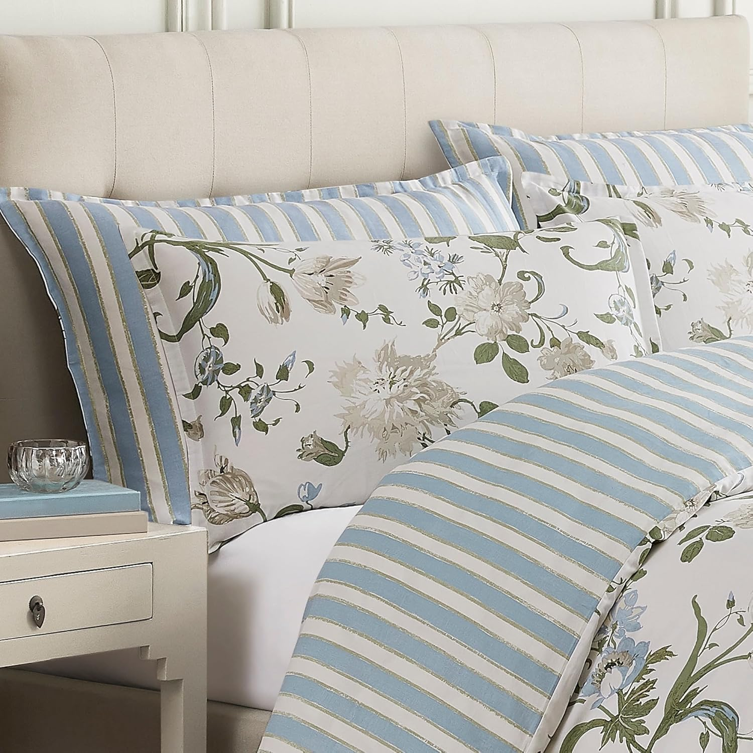 Laura Ashley Rosalind Quilt Cover Set, Seaspray, Double Bed image number 2