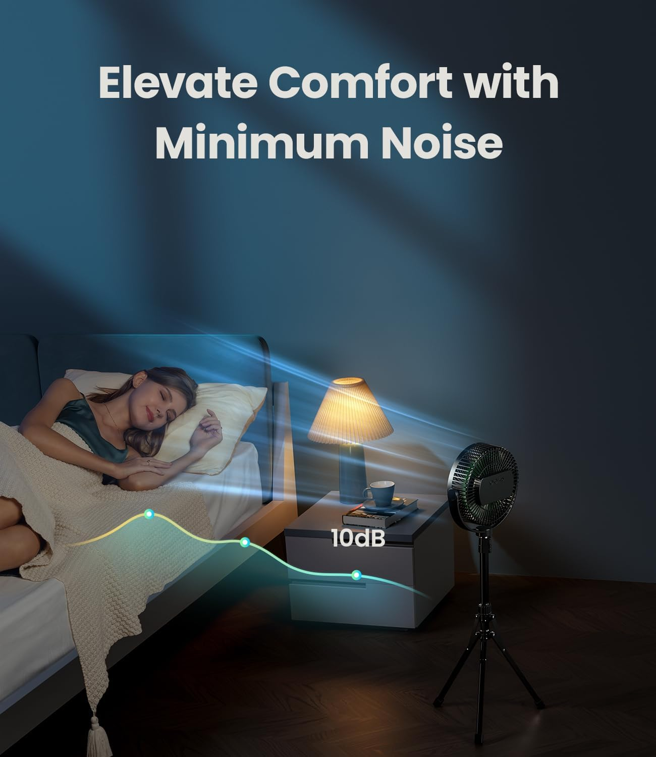 LEMOISTAR Portable Rechargeable Battery Operated Pedestal Fan, 8" 10000 Mah USB C Small Fan, Adjustable Height, Quiet Table Desk Standing Fan for Camping Bedroom Office Home Travel Fishing image number 4