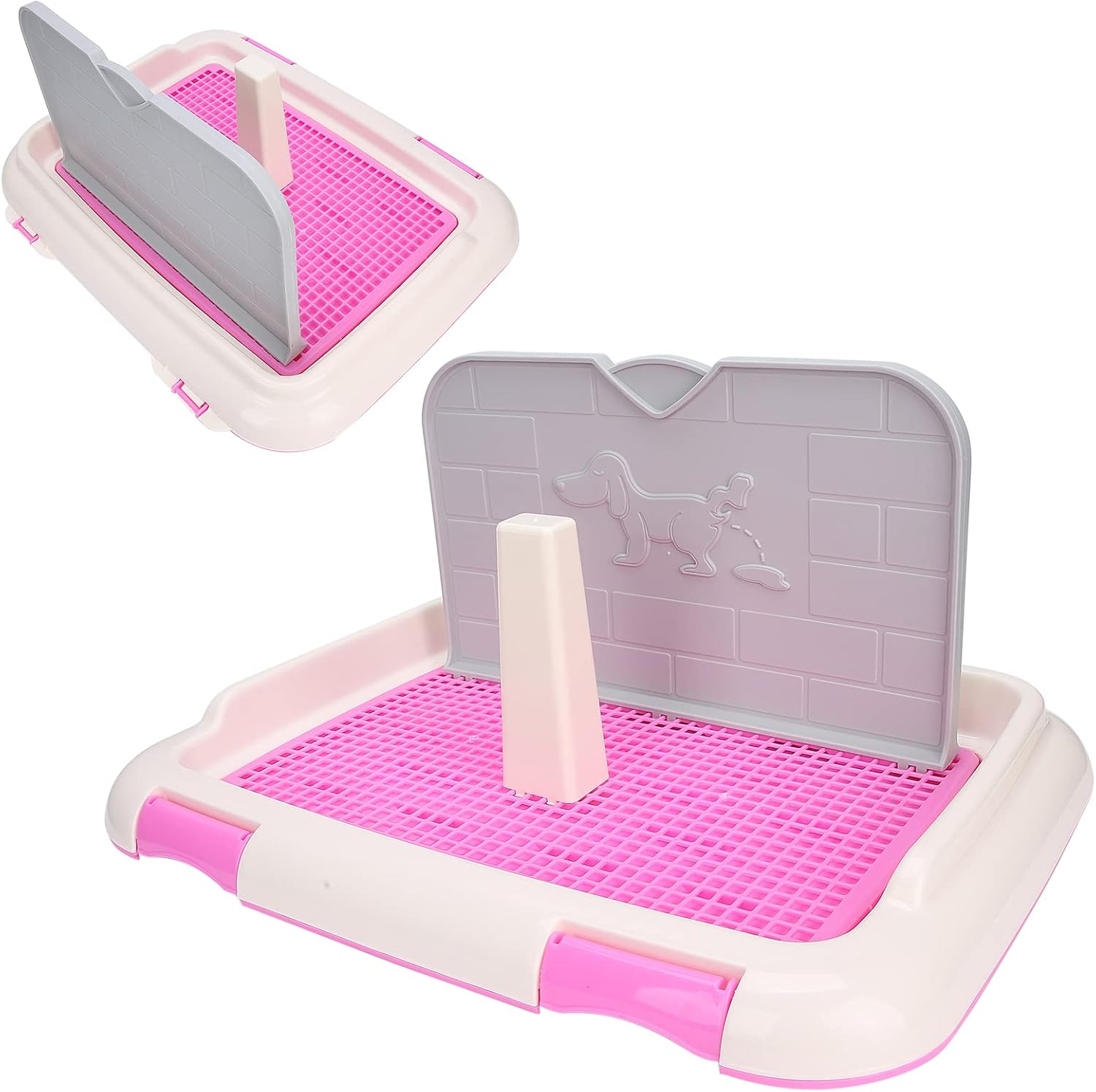 Dog Toilet Indoor Puppy Training Toilet Cat Potty Fence Dog Scheduled Urination Potty Tray Toilets with Simulated Wall Is More Suitable for Male Dogs (Pink) image number 4