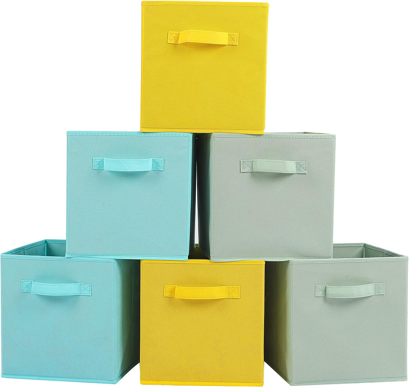 Stero Fabric Storage Bins 6 Pack Fun Colored Durable Storage Cubes with Handles Foldable Cube Baskets for Home, Kids Room, Closet and Toys Organization Purple