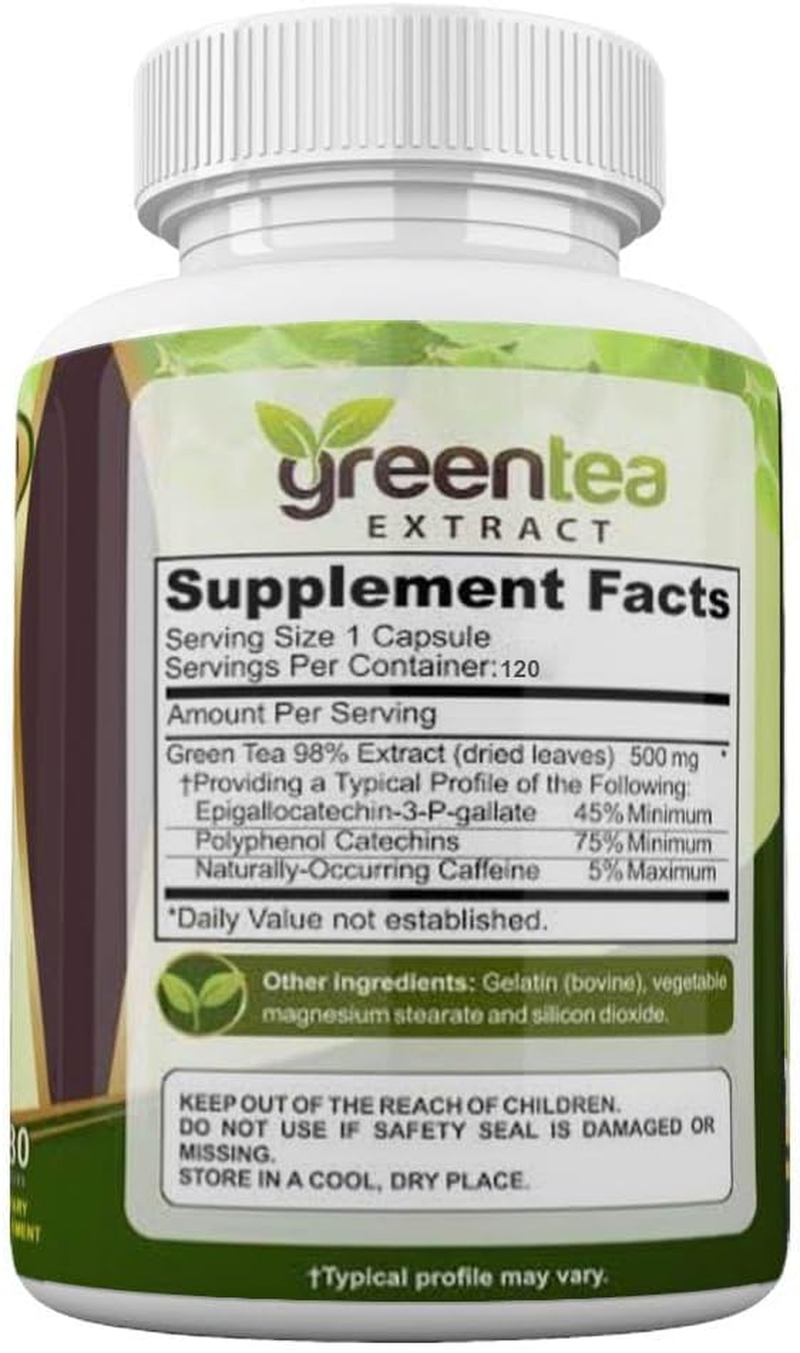 Green Tea Extract EGCG Polyphenols Supplement Stomach Energy Pills Antioxidant Complex Vitamin 500Mg Capsules for Women Men image number 3
