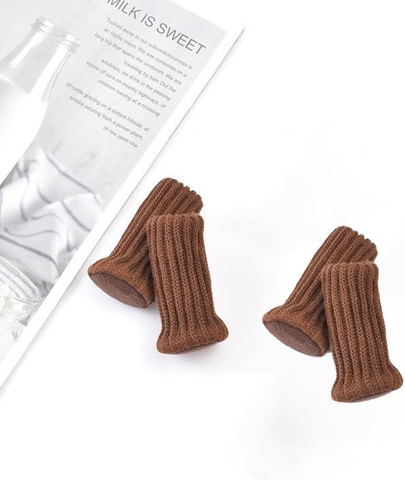 Aoozleny 16Pcs Furniture Leg Socks, Coffee Knitted Protectors Chair Leg Cover, High Elastic Chair Leg Coversmoving Easily and Reduce Noise Wood Floor Protectors, Brown image number 4