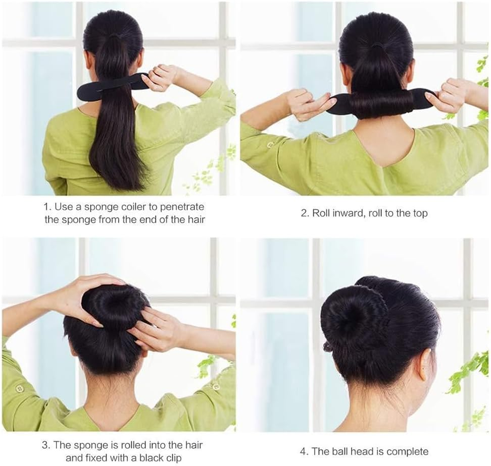 4 Pieces Brown Hair Bun Maker Hair Bun Hair Turner Sponge Twist Hair Styling Accessories Updo Accessories Updo Tools Twist for Women and Girls (2 Large + 2 Small) image number 4