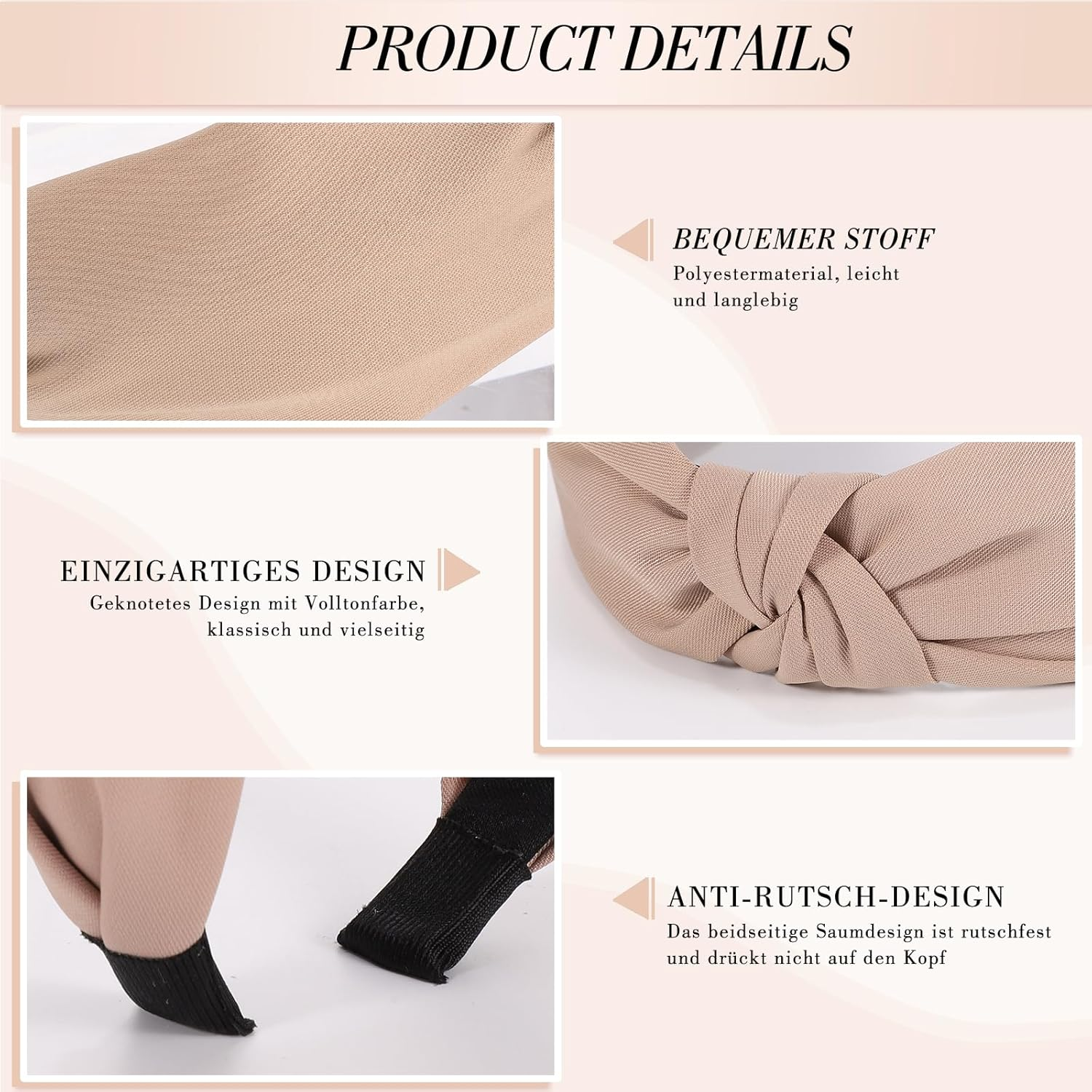 Pack of 6 Women'S Headbands, Knotted Headbands, Make-Up, Non-Slip Headband for Women and Girls