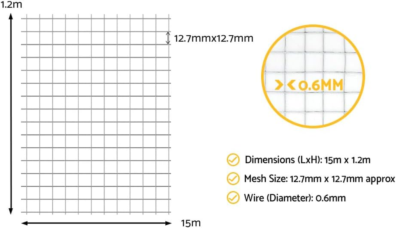 I.Pet Poultry Chicken Fence Pet Netting Wire Mesh Roll Duck Goose Coop 15Mx120Cm image number 3