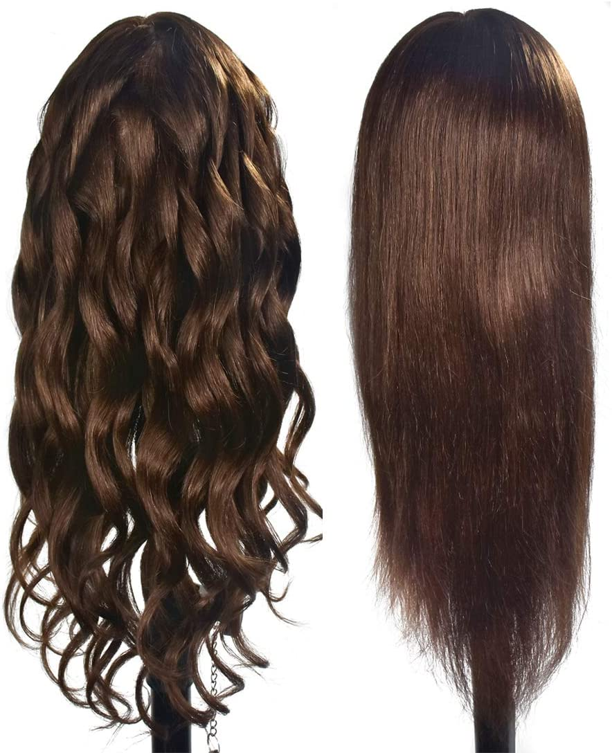 20"-22" Training Head Real Human Hair Cosmetology Hairdressing Mannequin Manikin Doll Head (Table Clamp Holder Included) image number 5