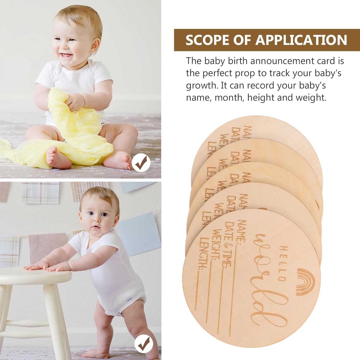 5Pcs Chips Commemorative Card Newborn Sign Birth Announcement Sign for Nursery Keepsake image number 5