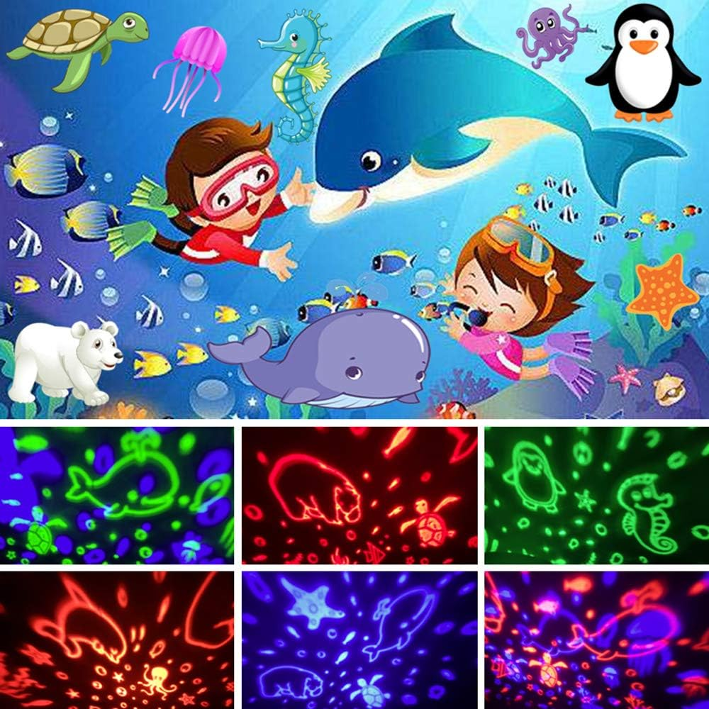 360&deg; Rotating Night Light Star Projector for Kids Room, 2 in 1 Starry Sky and Sea World, Multi Colors Baby Bedroom Ceiling Wall Decor, Best Gift Boys Girls Birthday Festival (Blue) image number 1