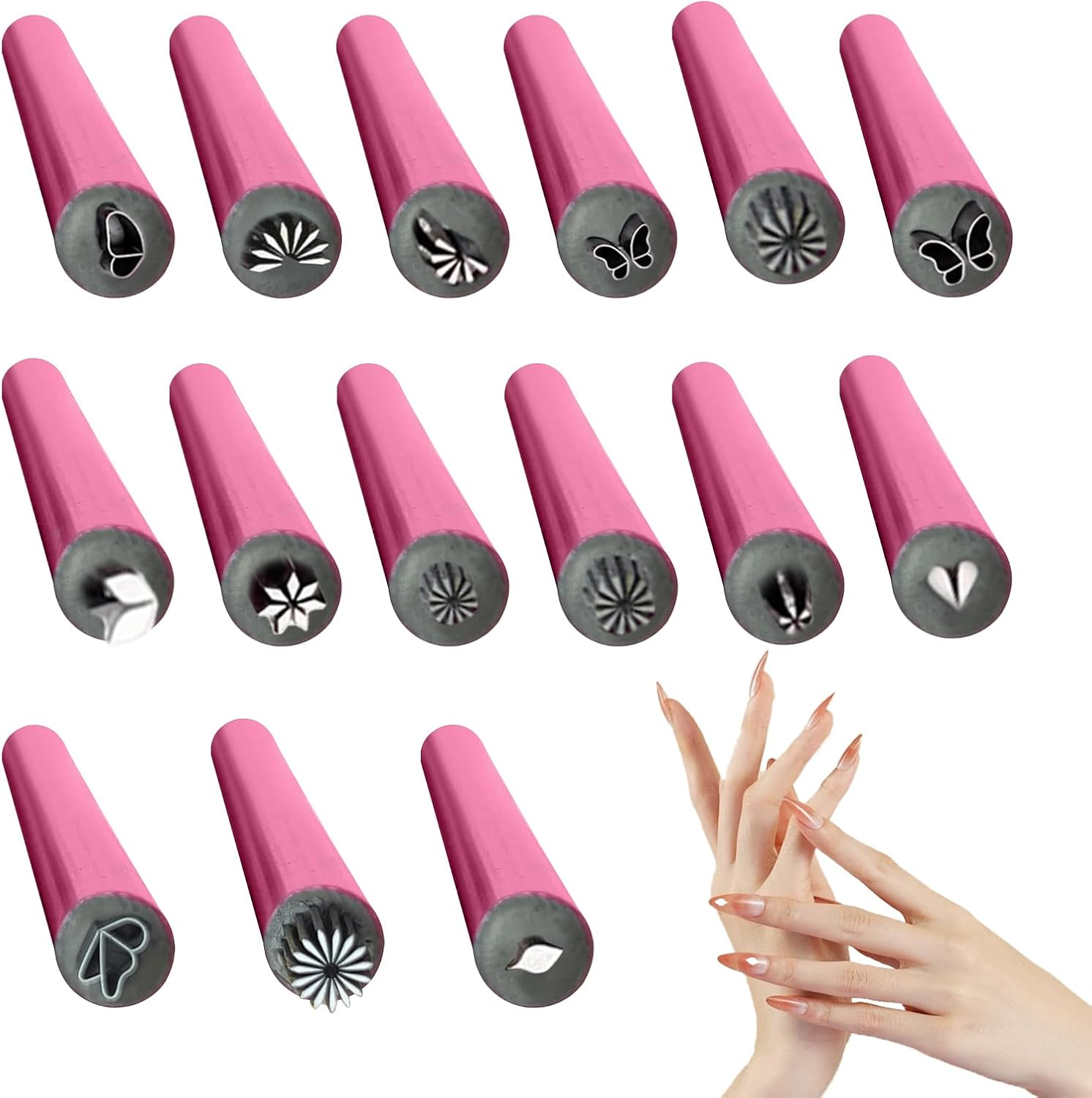 Nail Stamp Pen Set,15X Nail Pen with 6 Different Patterns Stamp Tools - Stamping Plate Stamper Kit Flower Stamper Tool for Women Girls