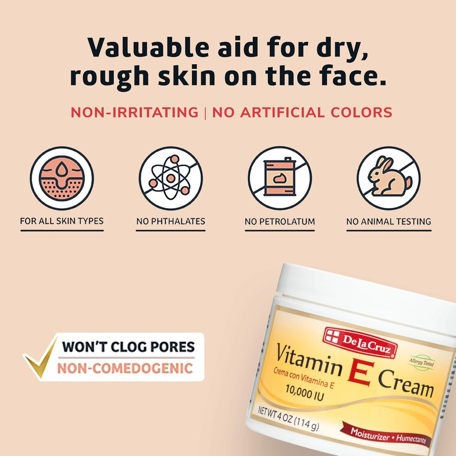 De La Cruz Vitamin E Cream, 4 Ounce