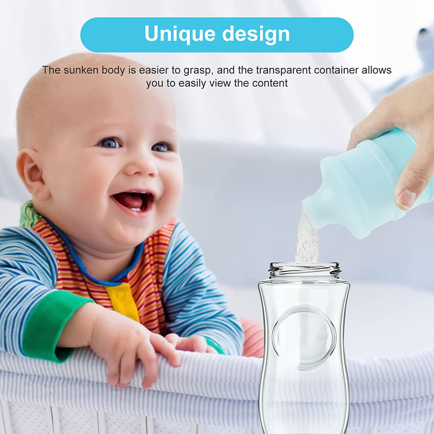 2 PCS 4 Layer Portable Baby Food Storag Box Multiple Openings Cereal Cartoon Infant Milk Powder Box Toddle Snack Container,Baby Milk Powder Food Mixing Container Portable Large-Capacity Milk Powder Child Container(Blue, Sakura Powder) image number 4