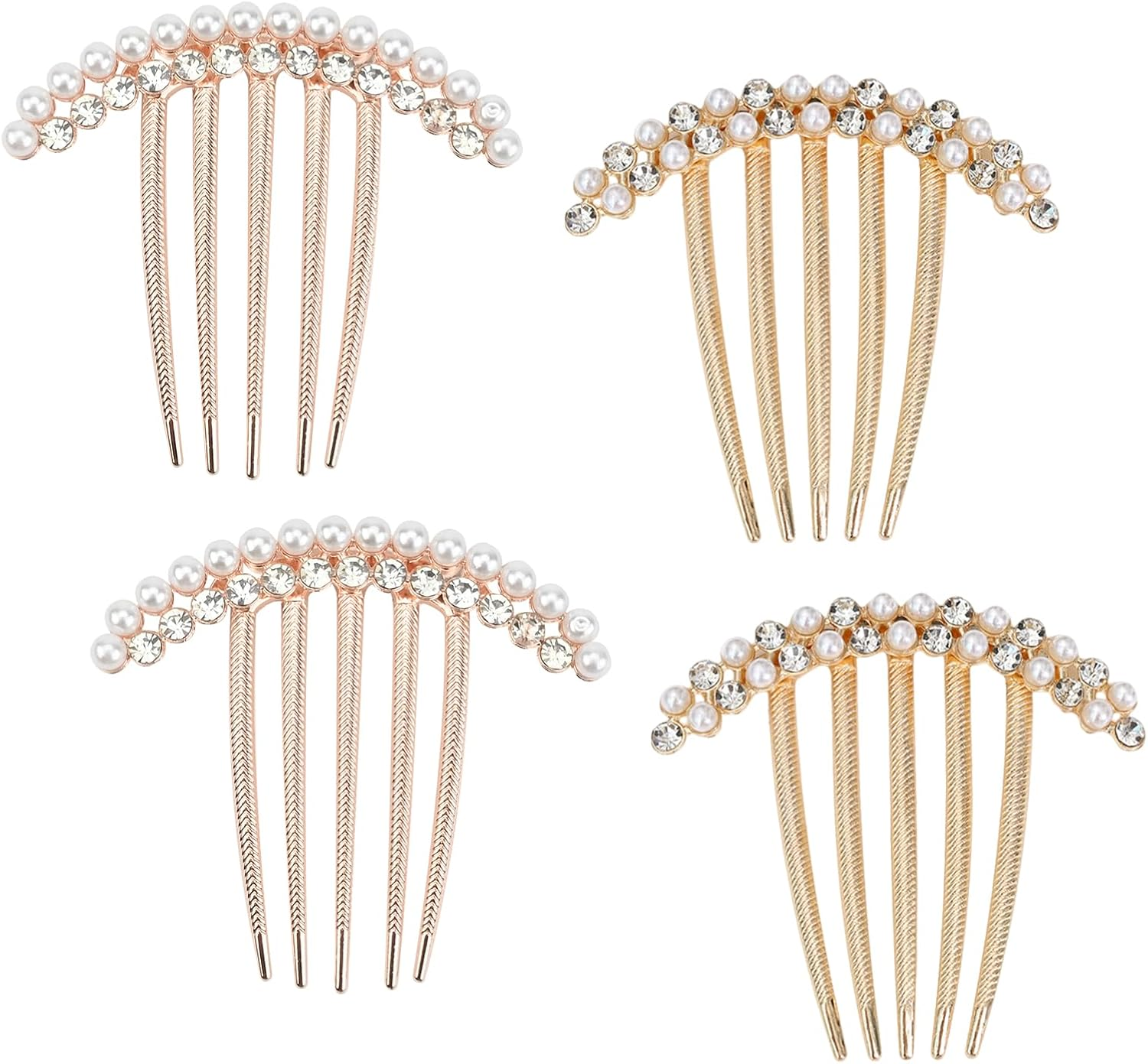 4 PCS Rhinestone Hair Comb Vintage Crystal Hairpins Hair Clips Metal Non-Slip Comfortable Hair Clips Pins Claw Rhinestone Glitter Sparkly Jeweled Gems Crystal Hair Accessories for Women Girls image number 6
