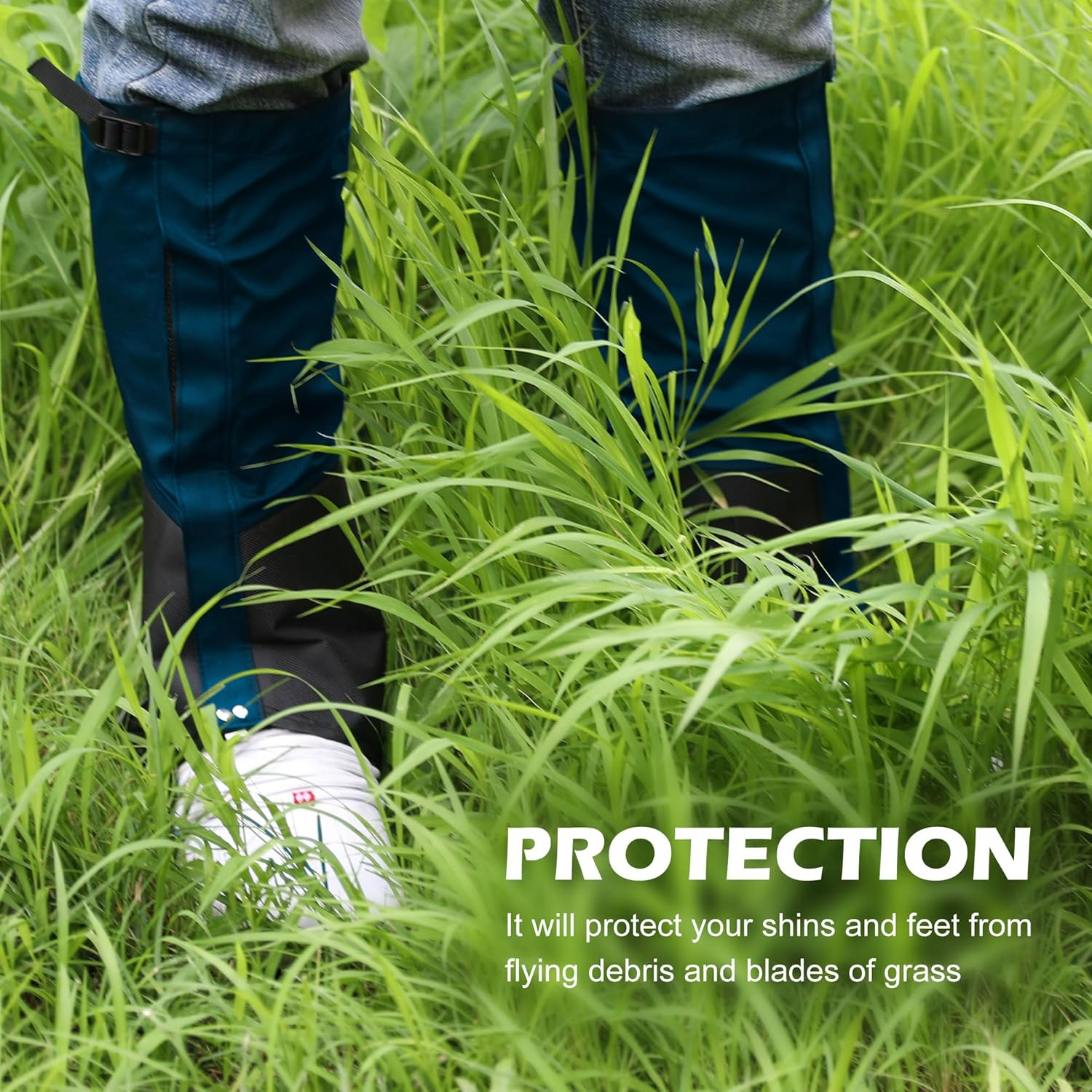 Tlswshsy Trimmer Brush Leg Gaiters-Waterproof Leg Guards for Trimming-Adjustable Lawn Care Leg Protection for Men and Women - Blue image number 4