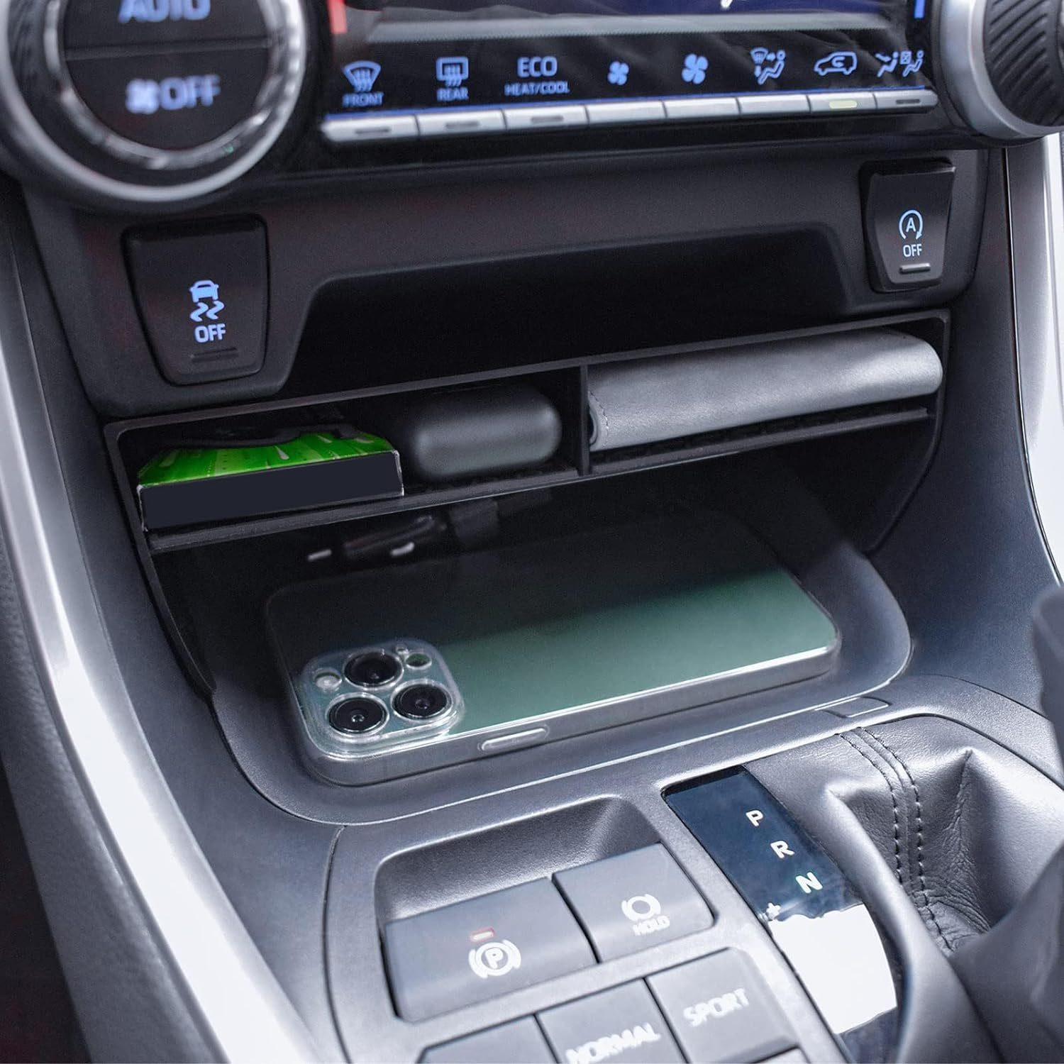 Upgraded Center Console Organizer Compatible with Toyota RAV4 2024 2023 2022 2021 2020 2019 Interior Accessories, Gear Shift Storage Tray Secondary Box Insert Divider (Black) image number 6