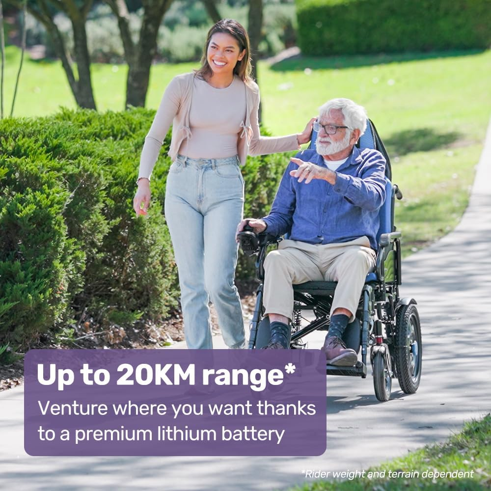 "Equipmed Power Electric Wheelchair, Wide Bariatric Chair, Comfortable for S-XL, Long Range, Recline Adjustment, Lithium Battery, 16"" Wheels, Headrest, Folding" image number 6