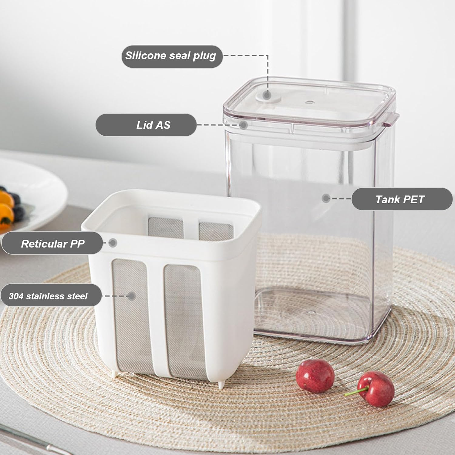 Yogurt Strainer, Greek Yogurt Maker Food Strainer Reusable Kitchen Tools with Extra Fine Mesh Stainless Steel Strainer Basket for Milk Coffee Milk Yogurt Juices image number 4