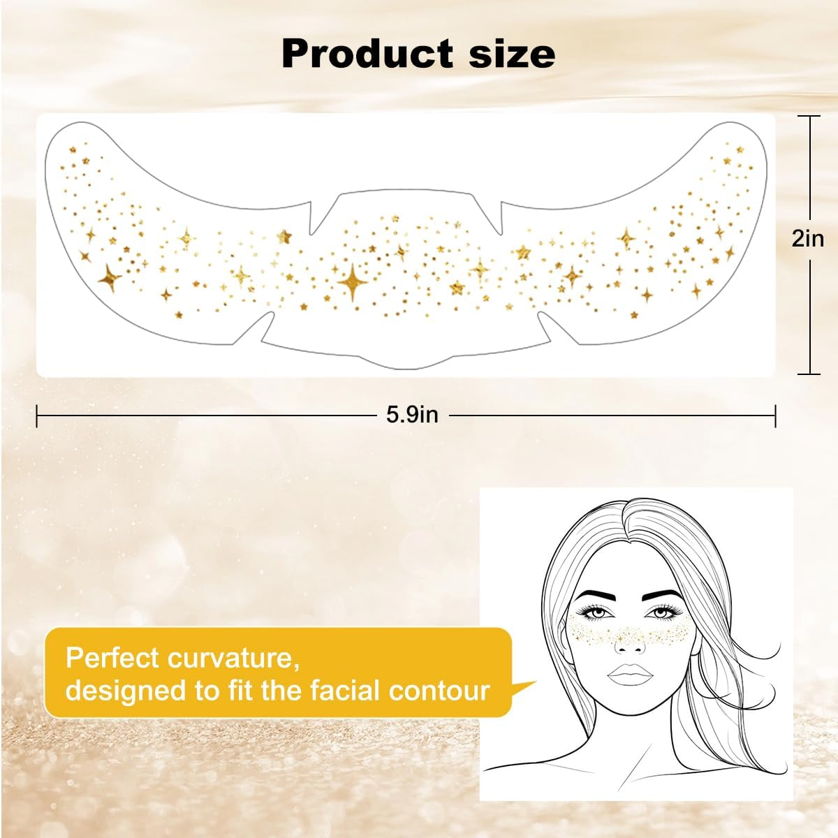 Gold Face Makeup Patches 6Pcs Glitter Freckles Temporary Tattoo Cute Freckles Sparkle Makeup Speckles Waterproof Glow up Speckles Patches for Women Cosmetic Tattoos Sticker (Gold06) image number 6