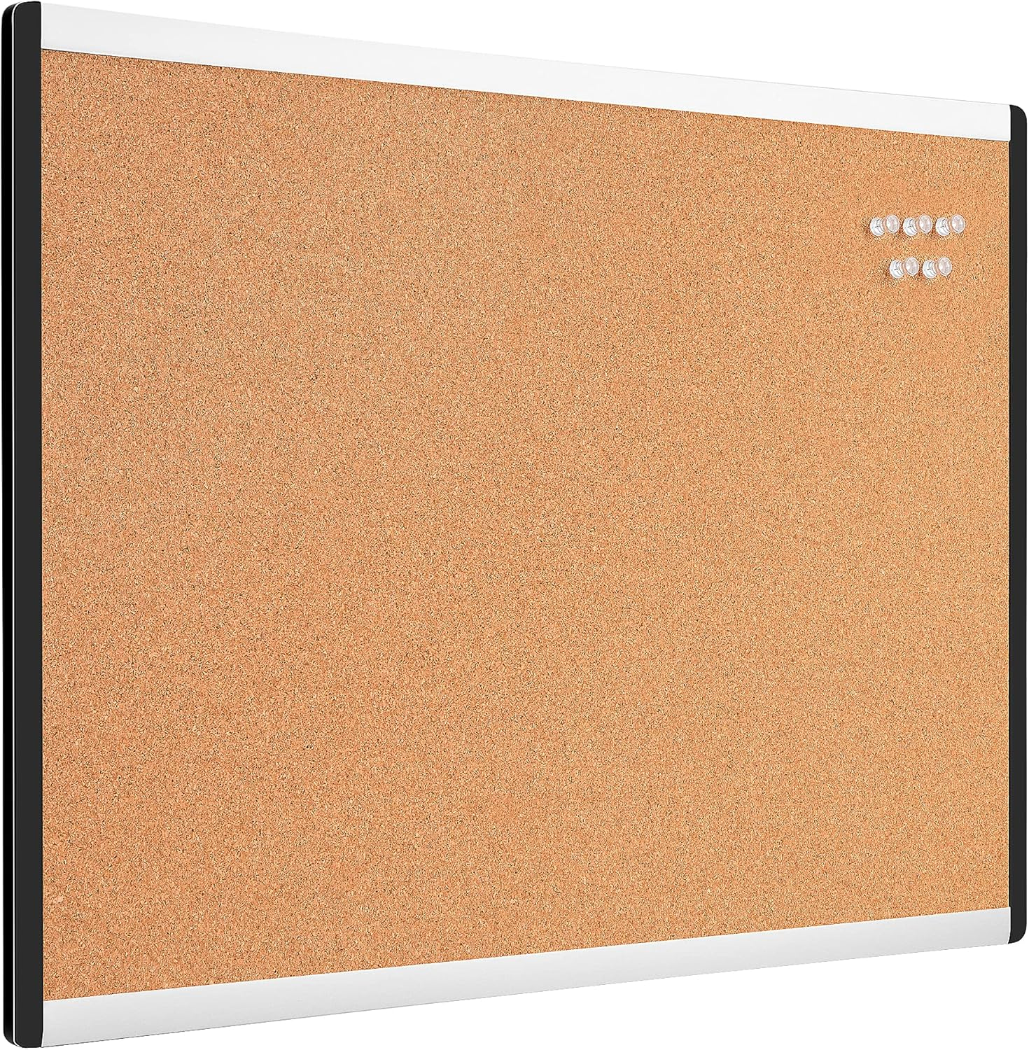 Amazon Basics Rectangular Cork Board with Aluminum/Plastic Frame and Mounting Tabs, 58.42 X 43.18 CM, Brown image number 2