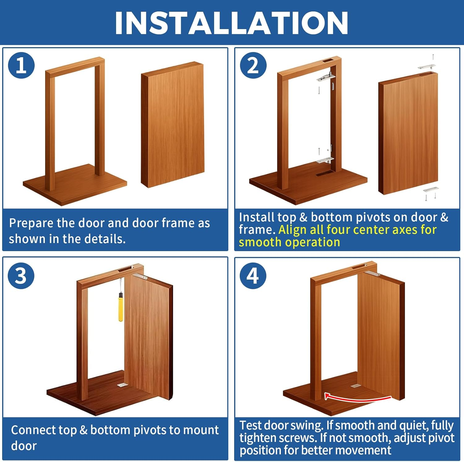 T&B Shaft Stainless Steel 360 Degree Door Pivot Hinge image number 1