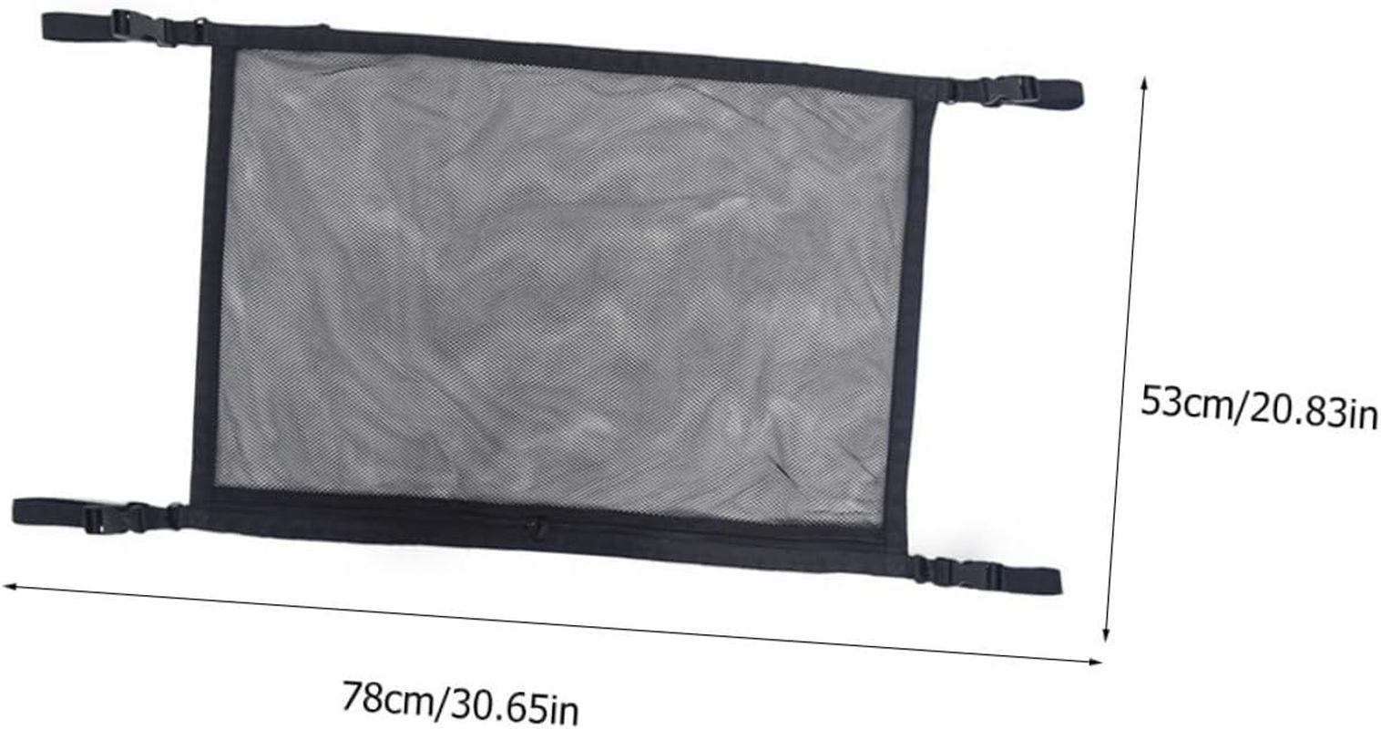 STAHAD Adjustable Car Roof Mesh Bag Organizer with Zippered Straps Breathable Polyester Storage Net for Clothes Pillows Blankets Interior Hanging Pouch for Vehicle Ceiling image number 4