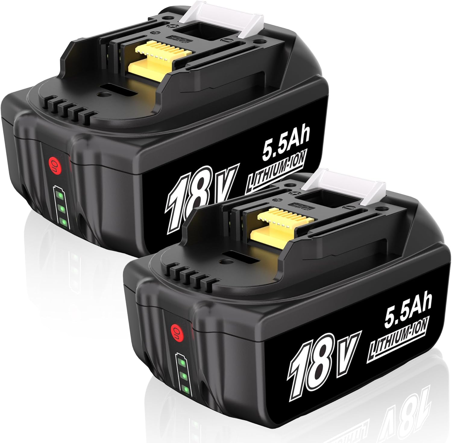 KUNLUN Lithium-Ion 5500Mah Replacement Battery Compatible for Makita 18V Cordless Power Tools with Indicator Light