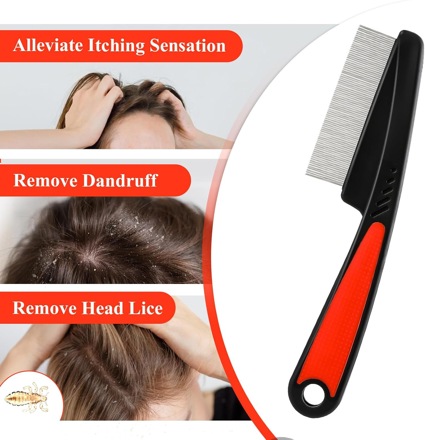 Ptwola 2 Pcs Stainless Steel Fine Tooth Dandruff Removal High Strength Hair Combs Metal Dog Face Brush Scalp Massage Sweep Grooming Tool Multifunctional Hairbrush for Men Women Kids