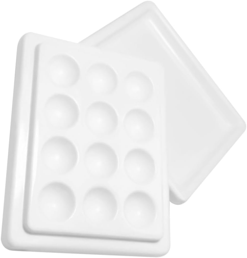 Gogogmee Ceramic Manicure Nail Color Mixing Tray with Dustproof Cover Lightweight Nail Art Palette and DIY Polish Blending White image number 3